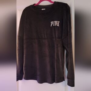 Victoria's Secret PINK Velvet Black Long Sleeve Shirt with logo